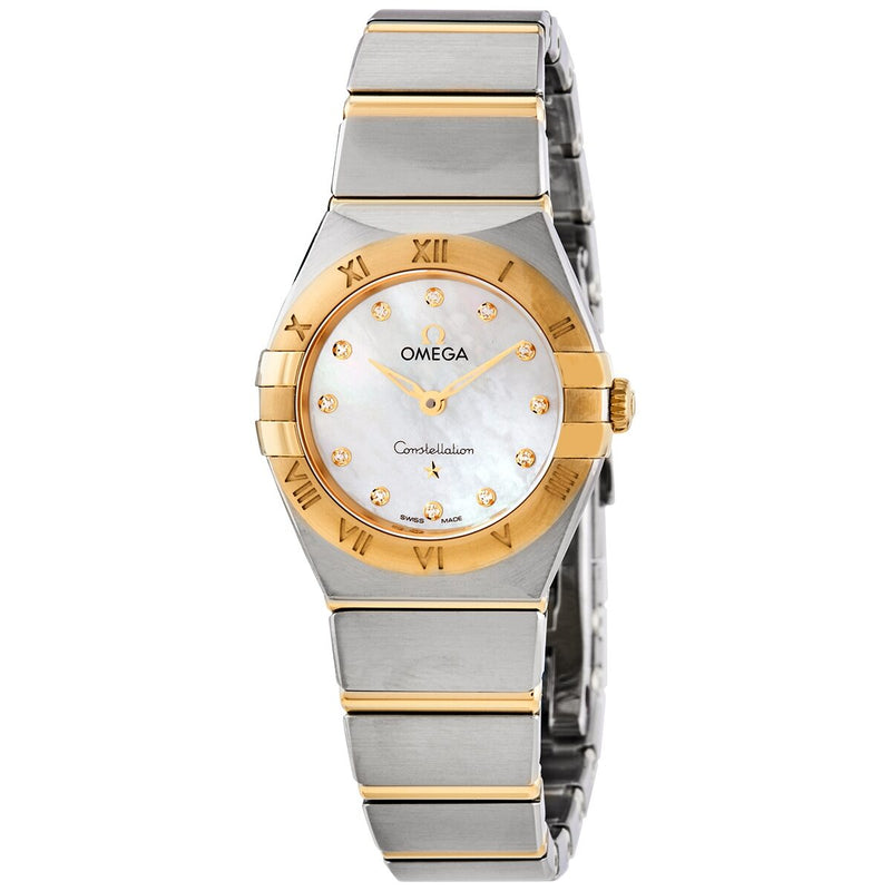 Omega Constellation Manhattan Quartz Diamond White Mther of Pearl Dial Ladies Watch #131.20.25.60.55.002 - Watches of America