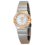 Omega Constellation Mother of Pearl Diamond Dial Brushed Steel Ladies Watch #123.25.24.60.55.002 - Watches of America