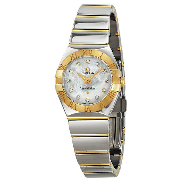 Omega Constellation Polished Quartz White Mother-of-Pearl Ladies Watch #12320246055004 - Watches of America