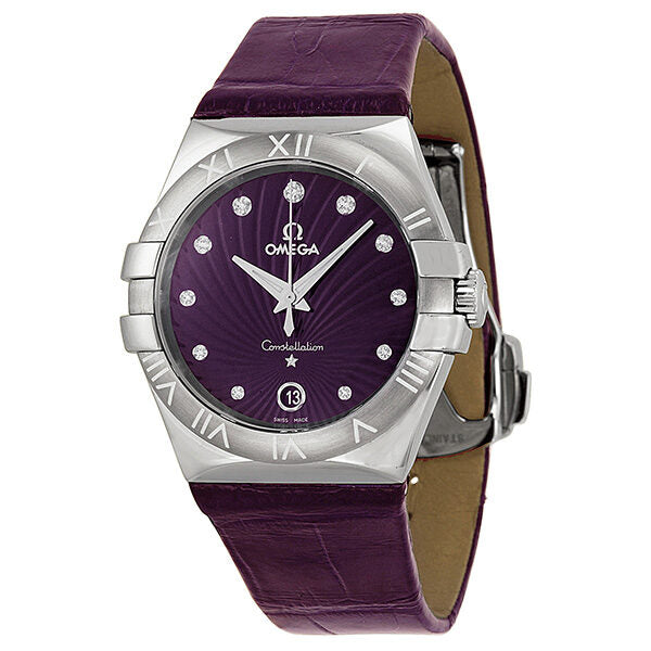 Omega Constellation Purple Diamond Dial Purple Ladies Watch #123.13.35.60.60.001 - Watches of America