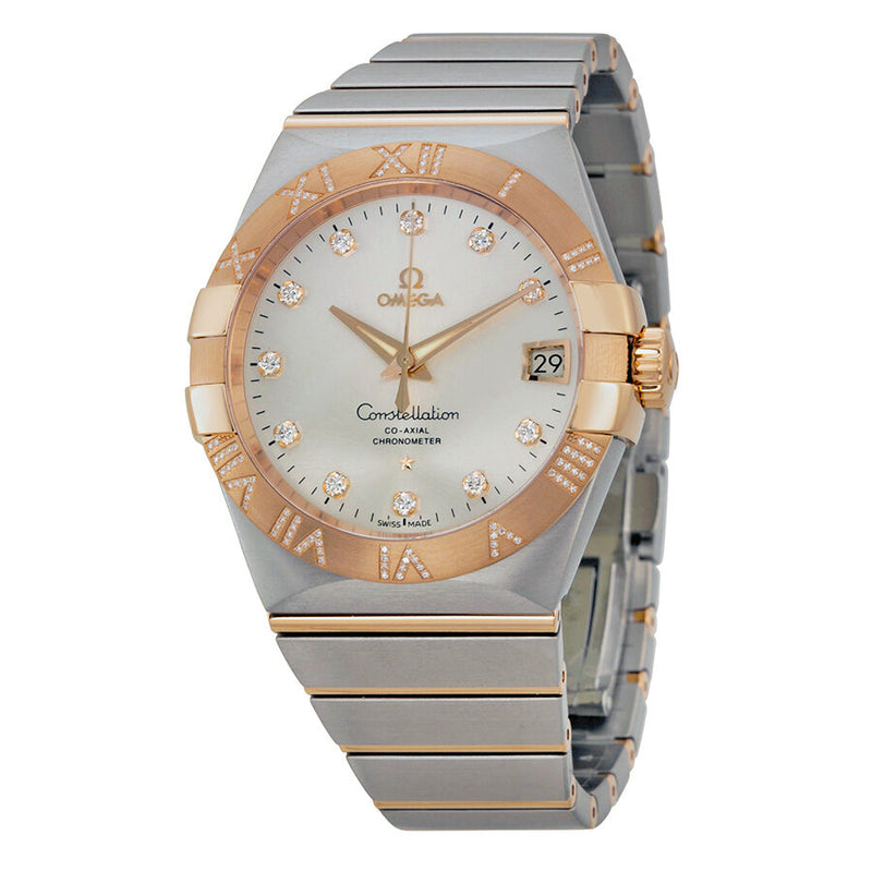 Omega Constellation Silver Dial Rose Gold and Steel Diamond Men's Watch #12325382152003 - Watches of America