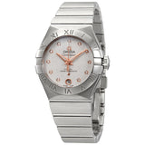 Omega Constellation Automatic Diamond Silver Dial Ladies Watch #127.10.27.20.52.001 - Watches of America