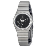 Omega Constellation Star Black Dial Stainless Steel Ladies Watch 12315246001001#123.15.24.60.01.001 - Watches of America