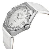 Omega Constellation White Diamond Dial Stainless Steel White Alligator Ladies Watch #123.18.35.60.52.001 - Watches of America #2