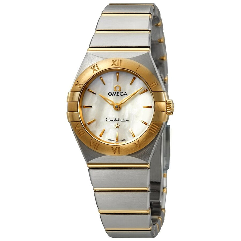 Omega Constellation White Mother of Pearl Dial Ladies Steel and 18kt Yellow Gold Ladies Watch #131.20.25.60.05.002 - Watches of America