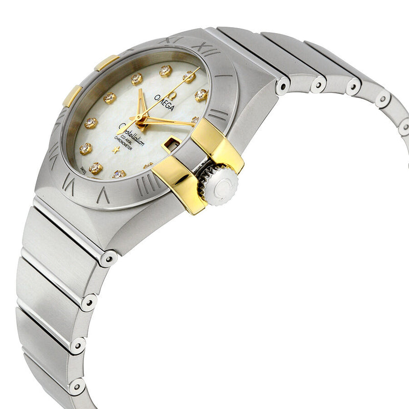 Omega Constellation White Mother of Pearl Diamond Steel and 18K Yellow Gold Ladies Watch #123.20.31.20.55.004 - Watches of America #2