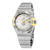 Omega Constellation White Mother of Pearl Diamond Steel and 18K Yellow Gold Ladies Watch #123.20.31.20.55.004 - Watches of America