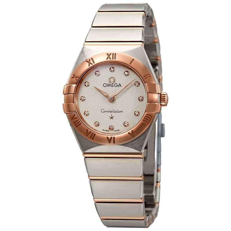 Omega Constellation White Silvery Dial Ladies Steel and 18kt Sedna Gold Watch #131.20.25.60.52.001 - Watches of America