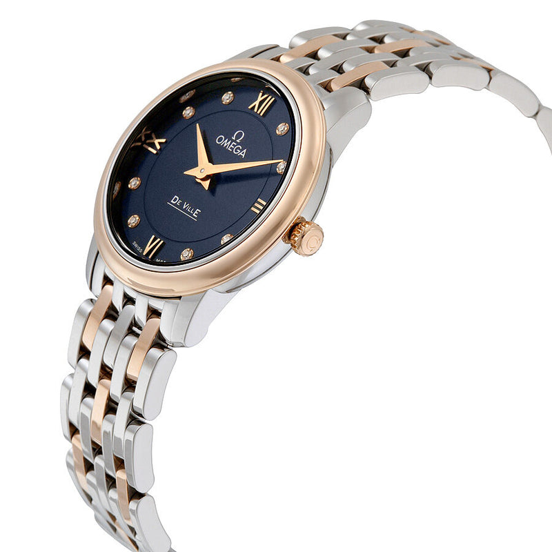 Omega De Ville Blue Diamond Dial Steel and 18K Rose Gold Ladies Watch #424.20.27.60.53.001 - Watches of America #2
