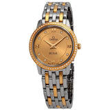 Omega De Ville Champagne Diamond Dial Steel and 18kt Yellow Gold Ladies Watch #424.25.27.60.58.001 - Watches of America