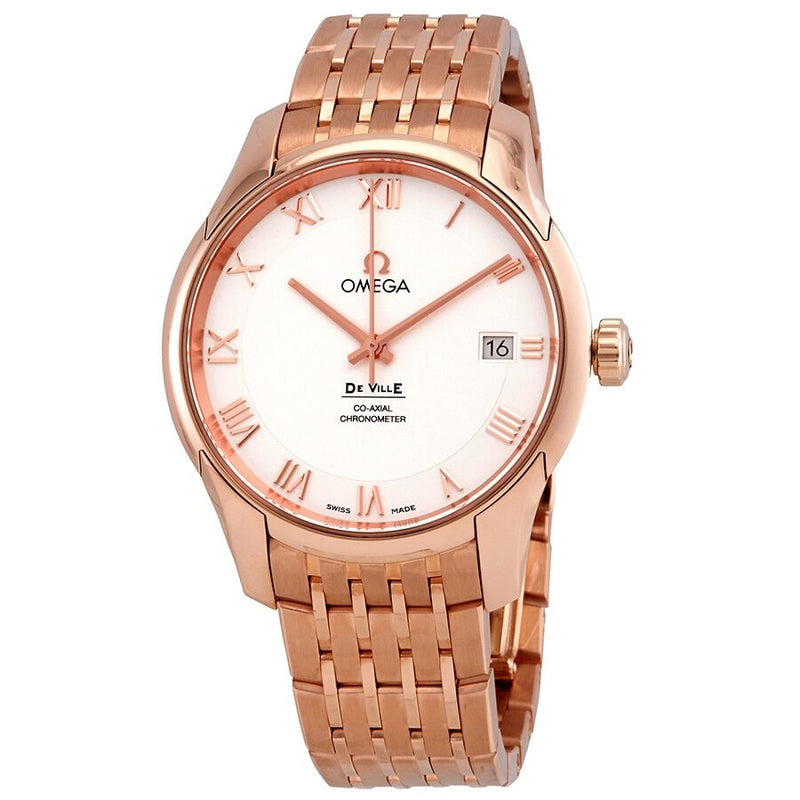 Omega De Ville Chronometer Silver Dial 18K Rose Gold Men's Watch OM43150412102001#431.50.41.21.02.001 - Watches of America