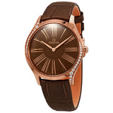 Omega De Ville Diamond Brown Dial 18kt Rose Gold Ladies Watch #428.58.36.60.13.001 - Watches of America