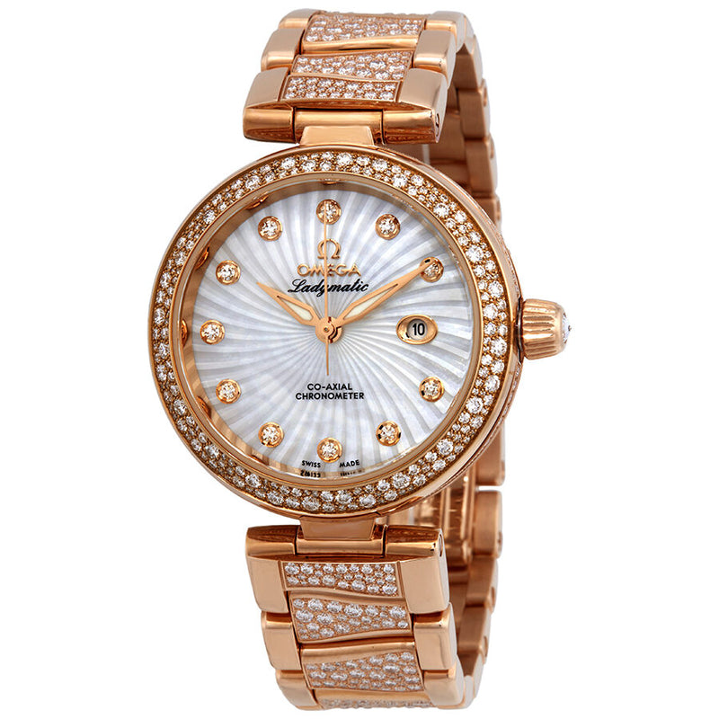 Omega De Ville Ladymatic 18kt Rose Gold Automatic Mother of Pearl Dial Ladies Watch #425.65.34.20.55.005 - Watches of America