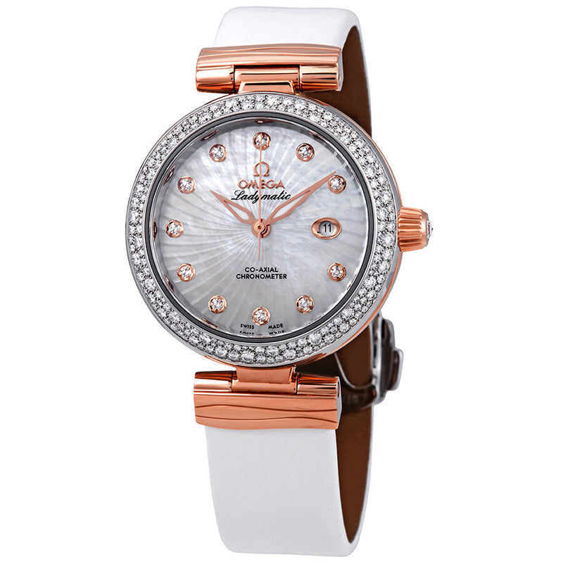 Omega De Ville Ladymatic Mother of Pearl Diamond Dial Ladies Watch #425.27.34.20.55.001 - Watches of America