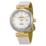 Omega De Ville Ladymatic Mother of Pearl White Leather Ladies Watch #42522342055002 - Watches of America