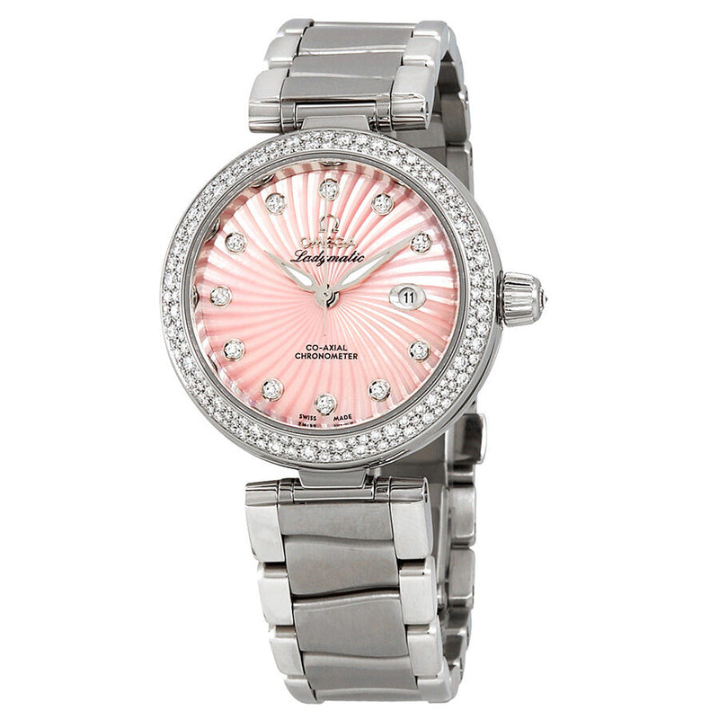 Omega De Ville Ladymatic Pink Mother of Pearl Diamomd Dial Ladies Steel Watch #425.35.34.20.57.001 - Watches of America