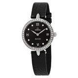 Omega De Ville Prestige Black Dial Black Leather Quartz Ladies Watch #424.18.27.60.51.001 - Watches of America