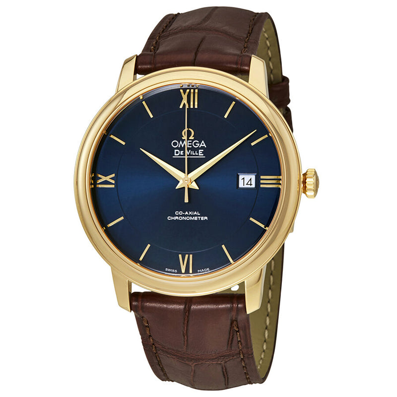 Omega De Ville Prestige Blue Dial Automatic Men's Leather Watch #424.53.40.20.03.002 - Watches of America