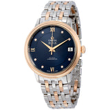Omega De Ville Prestige Co-Axial Automatic Blue Dial Stainless Steel and 18kt Rose Gold Ladies Watch 42420332053001#424.20.33.20.53.001 - Watches of America