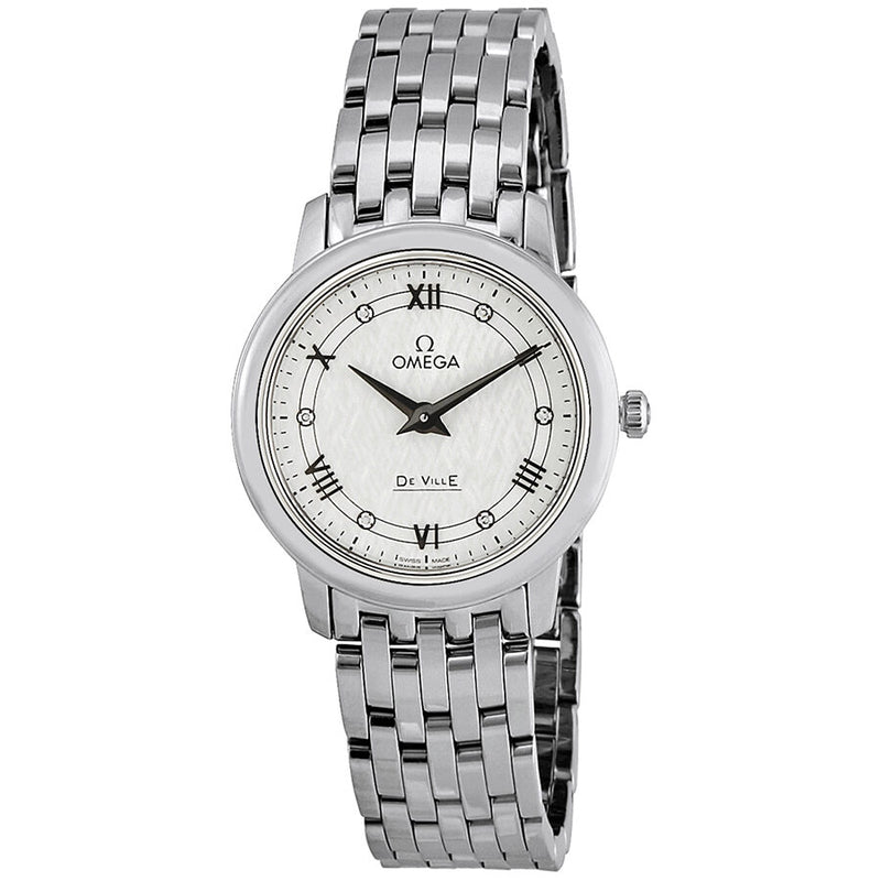 Omega De Ville Prestige White Silvery Diamond Dial Ladies Watch #424.10.27.60.52.002 - Watches of America