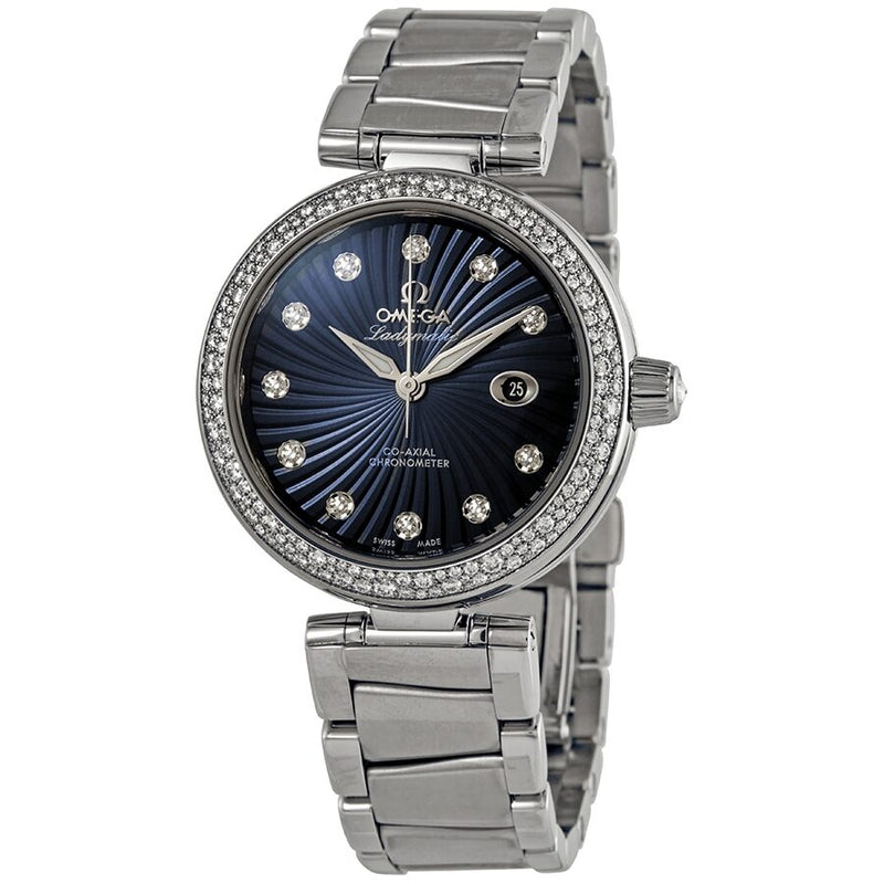 Omega De Ville Shaded Blue Diamond Dial Automatic Ladies Watch #425.35.34.20.56.001 - Watches of America