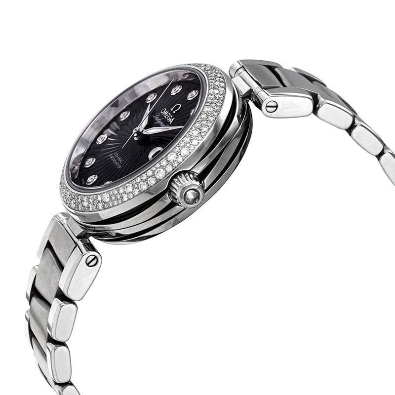 Omega DeVille Black Wave-Patterned Diamond Dial Automatic Ladies Watch #425.35.34.20.51.001 - Watches of America #2