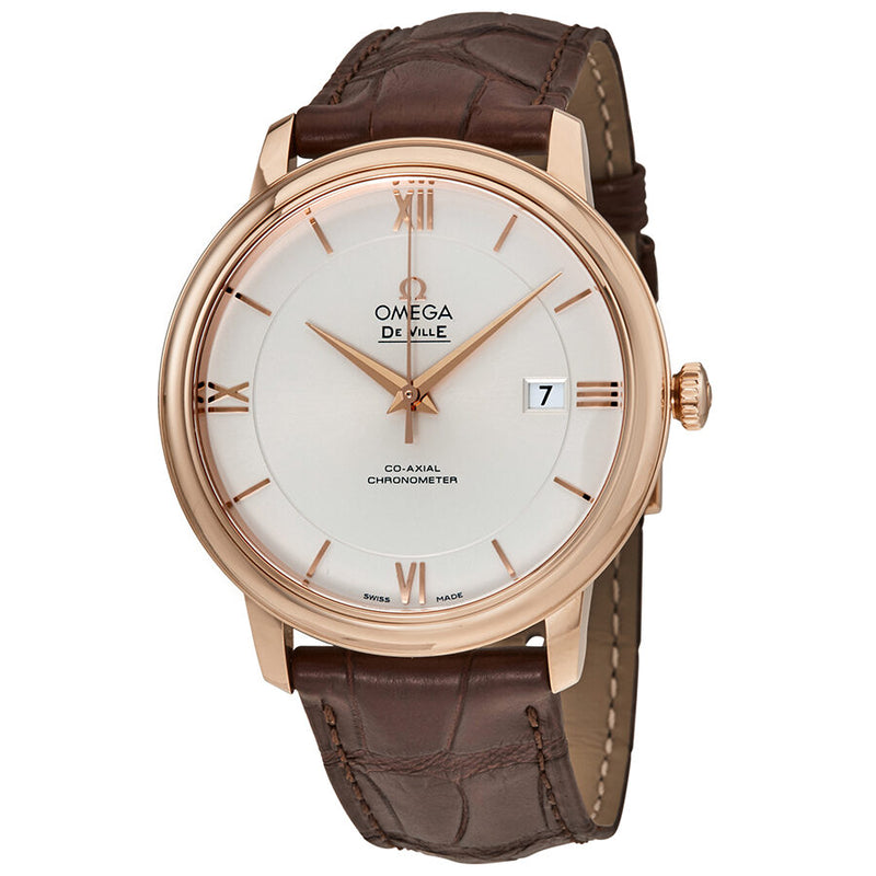 Omega Deville Co-Axial 18kt Rose Gold Automatic Silver Dial Men's Watch #42453402002001 - Watches of America