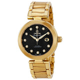 Omega DeVille Ladymatic Black Diamond Dial 18kt Yellow Gold Ladies Watch #425.60.34.20.51.002 - Watches of America