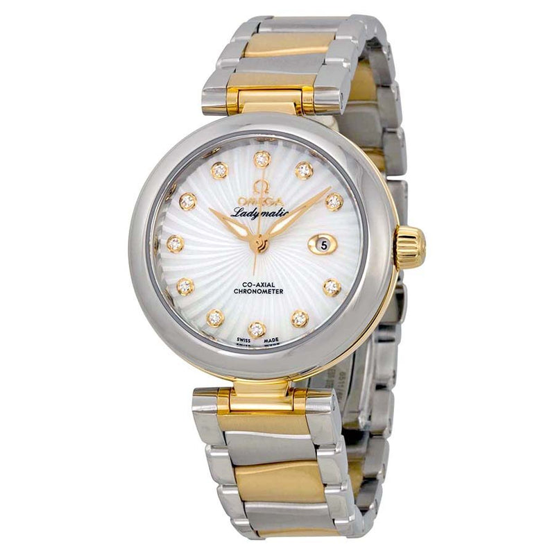 Omega DeVille Ladymatic Mother of Pearl Steel and 18kt Yellow Gold Ladies Watch #42520342055002 - Watches of America