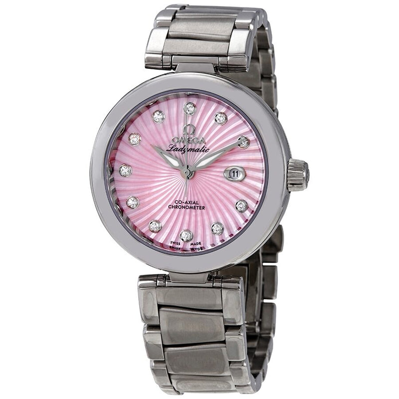 Omega DeVille Pink Mother of Pearl Diamond Dial Automatic Ladies Watch #425.30.34.20.57.001 - Watches of America