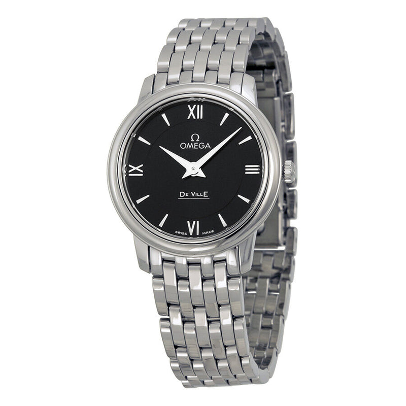Omega DeVille Prestige Black Dial Stainless Steel Ladies Watch 42410276001001#424.10.27.60.01.001 - Watches of America