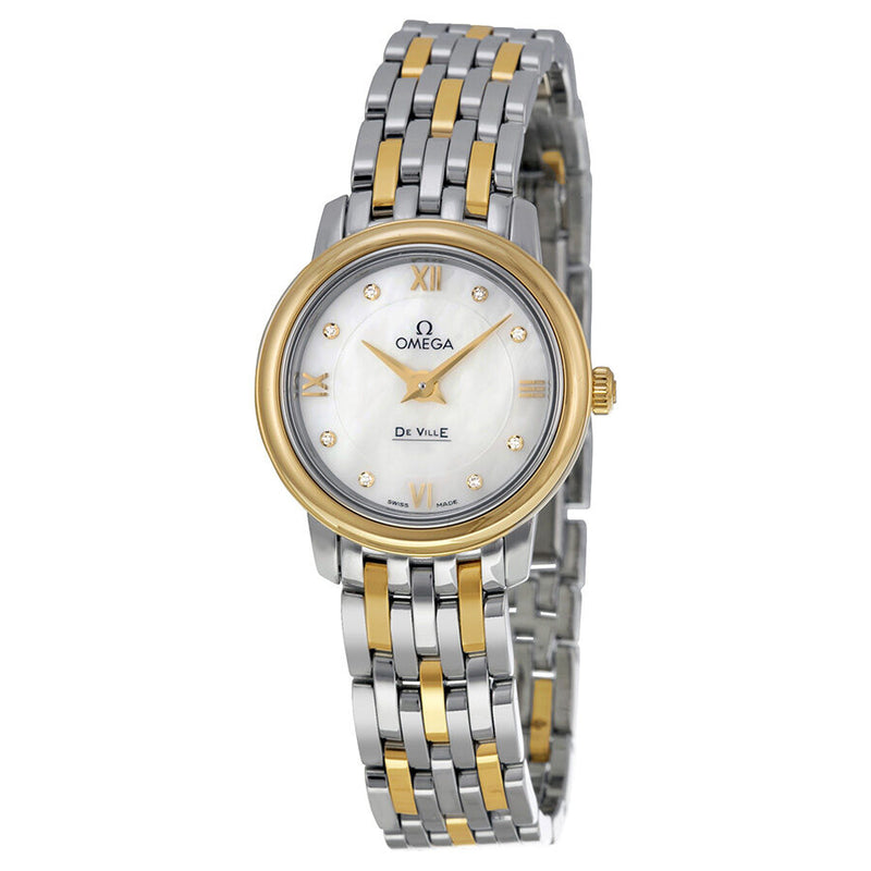 Omega DeVille Prestige Mother of Pearl Diamond Dial Ladies Watch #42420246055001 - Watches of America