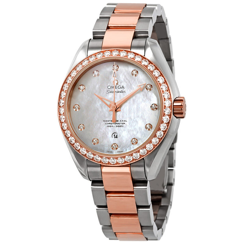 Omega Seamaster Aqua Terra Automatic Chronometer Diamond Ladies Watch #23125342055005 - Watches of America