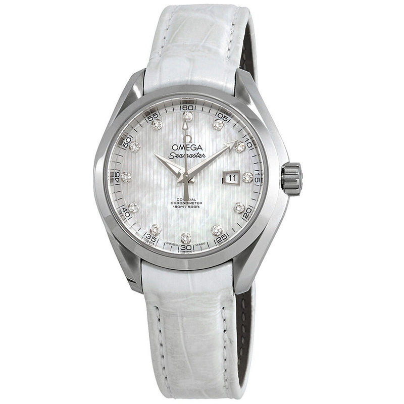 Omega Seamaster Aqua Terra Automatic Chronometer Diamond White Dial Ladies Watch #231.13.34.20.55.001 - Watches of America
