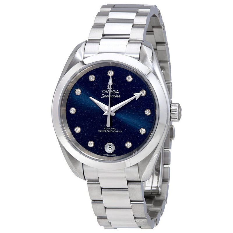 Omega Seamaster Blue Diammond Dial Automatic Ladies Watch #220.10.34.20.53.001 - Watches of America