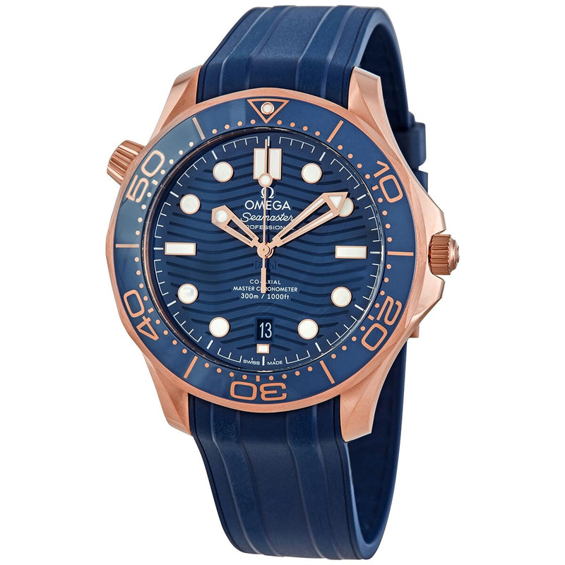 Omega Seamaster Diver 18kt Rose Gold Automatic Blue Dial Men's Watch #210.62.42.20.03.001 - Watches of America