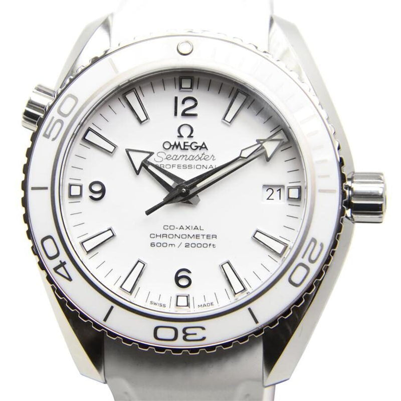 Omega Seamaster Planet Ocean White Dial White Rubber Ladies Watch #232.32.42.21.04.001 - Watches of America