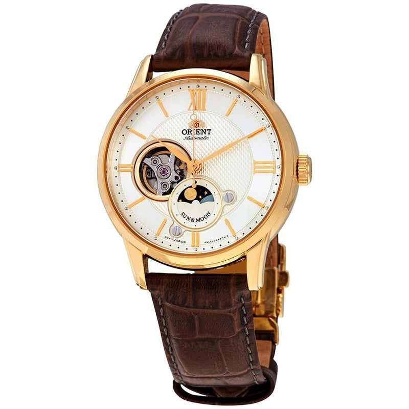 Orient Classic Sun and Moon Open Heart Automatic Men's Watch #RA-AS0004S10B - Watches of America