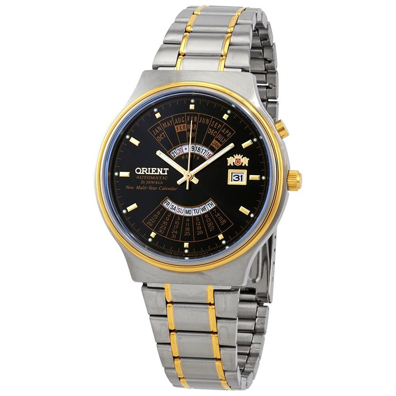 Orient Multi Year Calendar Perpetual World Time Automatic Black Dial Men's Watch #FEU00000BW - Watches of America