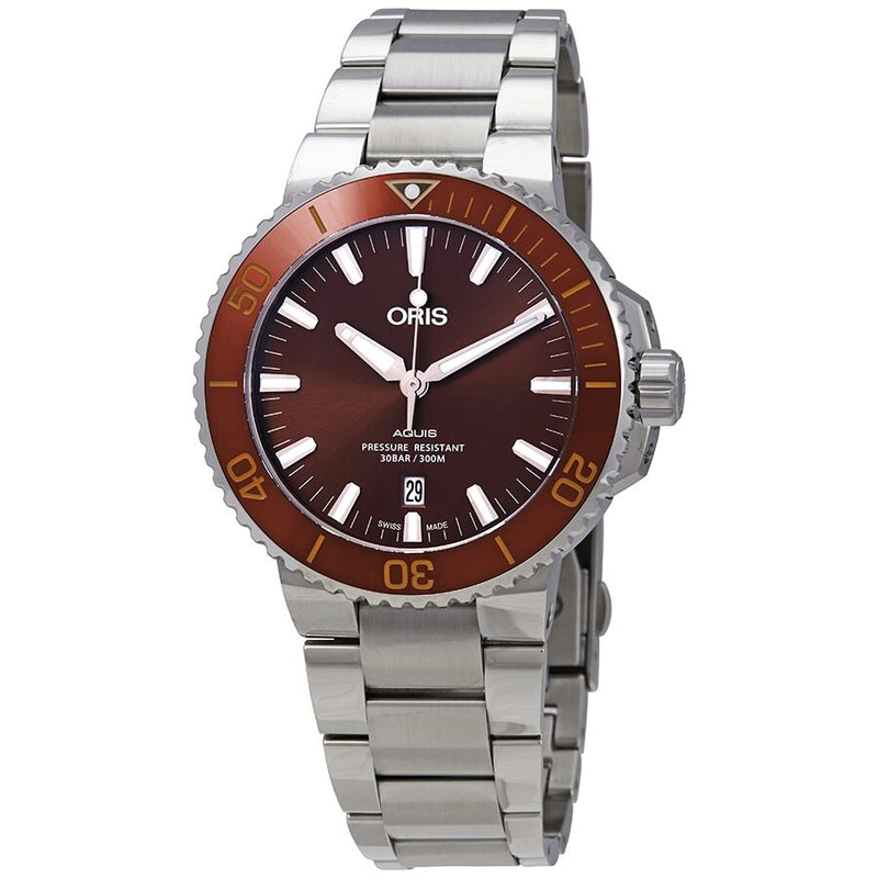 Oris Aquis Date Automatic Brown Dial Men's Watch #01 733 7730 4152-07 8 24 05PEB - Watches of America