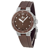 Oris Aquis Date Diamonds Brown Dial Brown Textile Ladies Watch #01 733 7652 4192-07 5 18 12FC - Watches of America