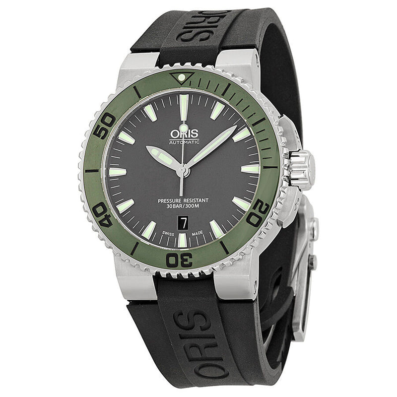 Oris Aquis Date Grey Dial Black Rubber Men's Watch 733-7653-4157RS#01 733 7653 4157-07 4 26 34EB - Watches of America