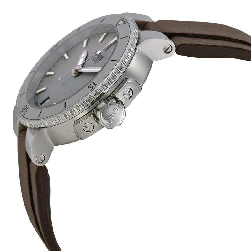 Oris Aquis Date Grey Dial  Black Rubber Watch #733-7652-4143LS - Watches of America #2