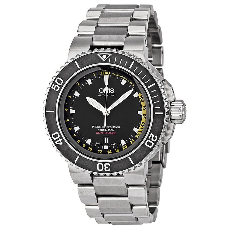 Oris Aquis Depth Gauge Automatic Black Dial Steel Men's Watch #733-7675-4154MB - Watches of America