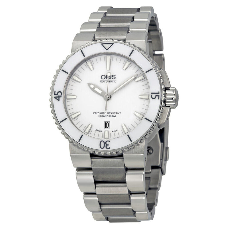 Oris Aquis White Dial Stainless Steel Automatic Men's Watch 733-7653-4156MB#01 733 7653 4156-07 8 26 01PEB - Watches of America