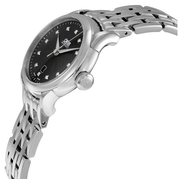 Oris Artelier Reloj de mujer con esfera negra y diamantes 561 7604