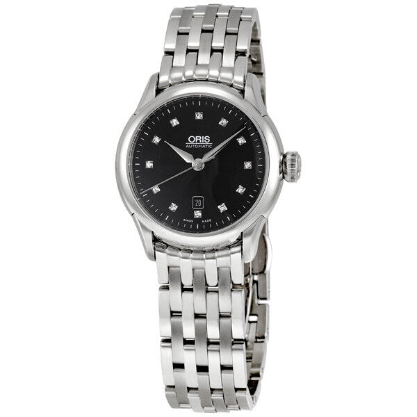 Oris Artelier Reloj de mujer con esfera negra y diamantes 561 7604