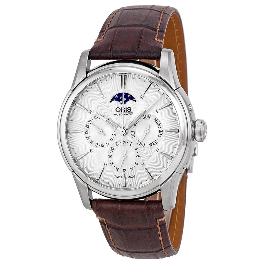 Oris Artelier Complication Silver Dial Brown Leather Men s Watch