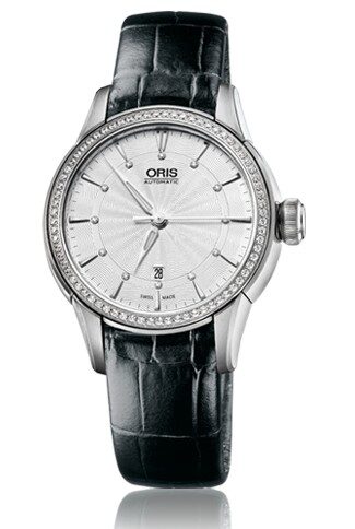 Oris Artelier Date Silver Dial Black Leather Ladies Watch #01 561 7687 4951-07 5 14 60FC - Watches of America