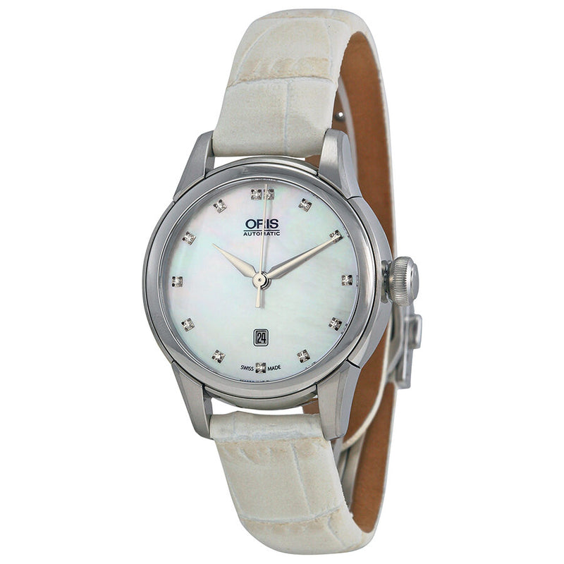 Oris Artelier Date Automatic White Mother Of Pearl Diamond Dial Ladies Watch 561-7687-4091LS#01 561 7687 4091-07 5 14 67FC - Watches of America